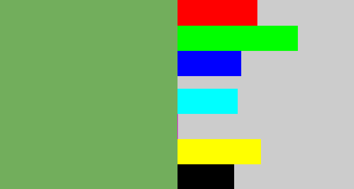 Hex color #72ae5c - asparagus