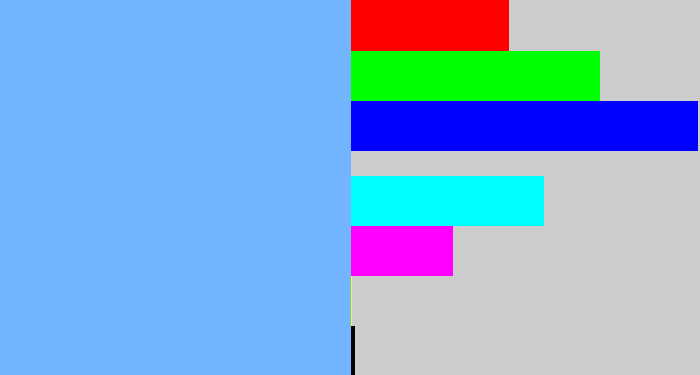 Hex color #72b4fd - sky blue