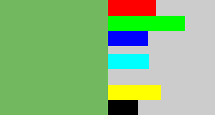 Hex color #72b85e - turtle green