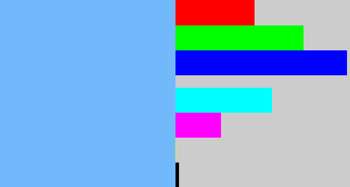 Hex color #72b9fb - sky blue