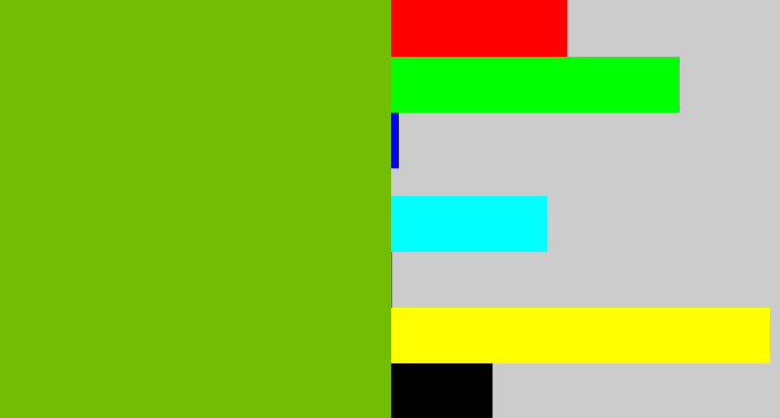 Hex color #72bd05 - dark lime green