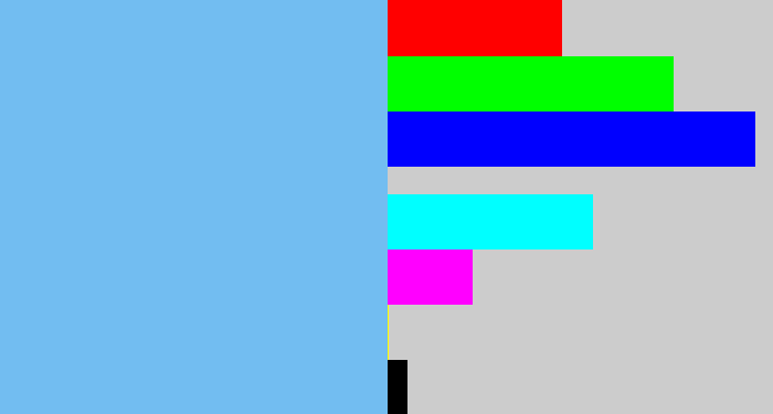 Hex color #72bdf1 - sky blue