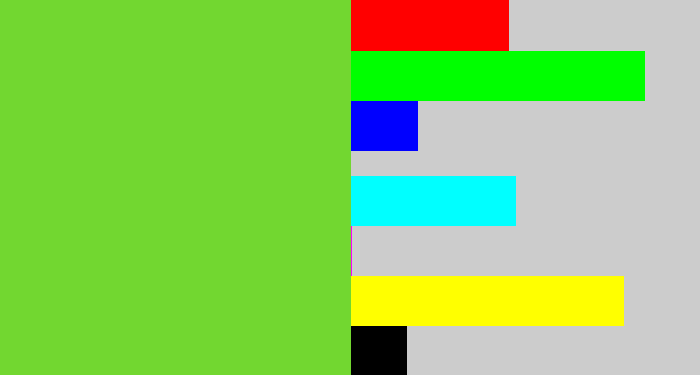 Hex color #72d730 - apple green