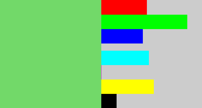 Hex color #72d969 - lightish green