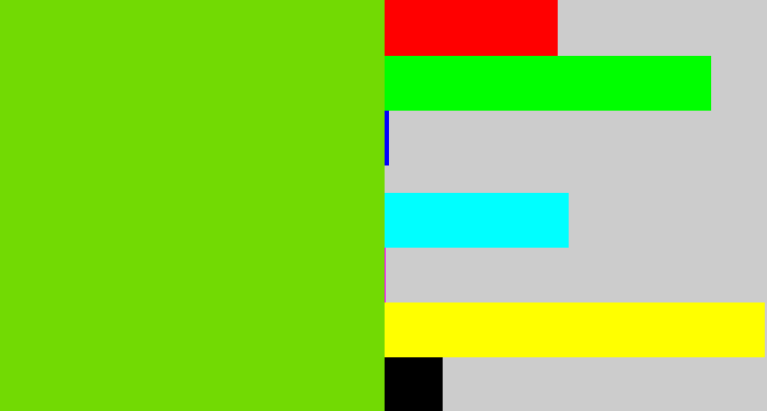 Hex color #72da03 - dark lime green