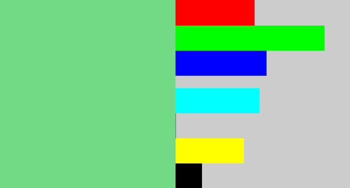 Hex color #72da84 - soft green