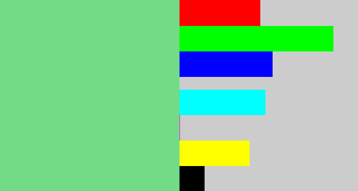 Hex color #72db85 - soft green