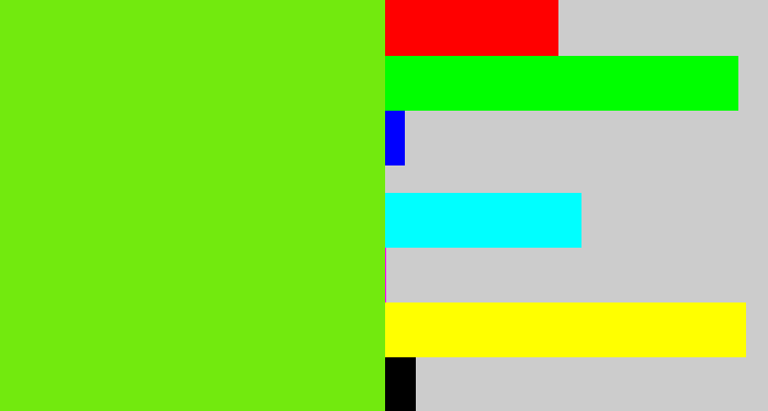 Hex color #72ea0e - bright lime green