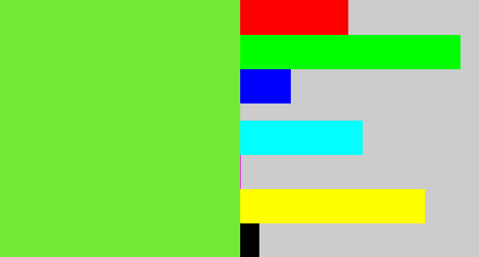 Hex color #72ea35 - toxic green