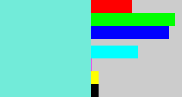 Hex color #72ebd9 - tiffany blue