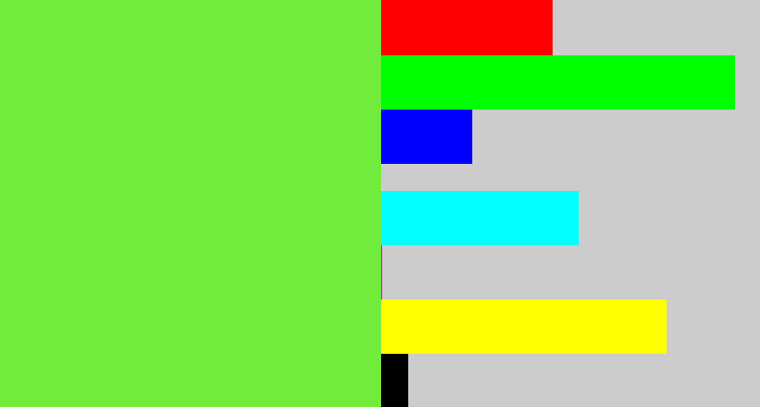 Hex color #72ec3c - toxic green