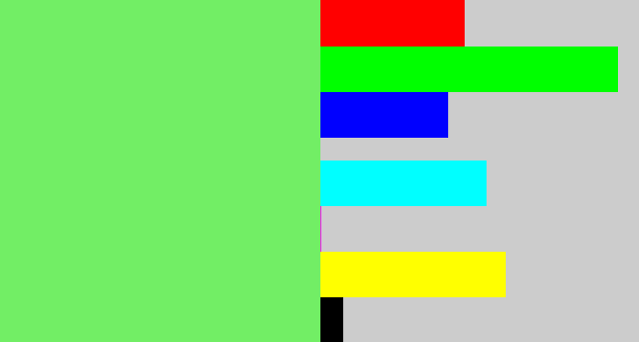 Hex color #72ee65 - lighter green