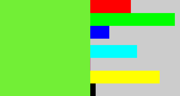 Hex color #72ef36 - toxic green