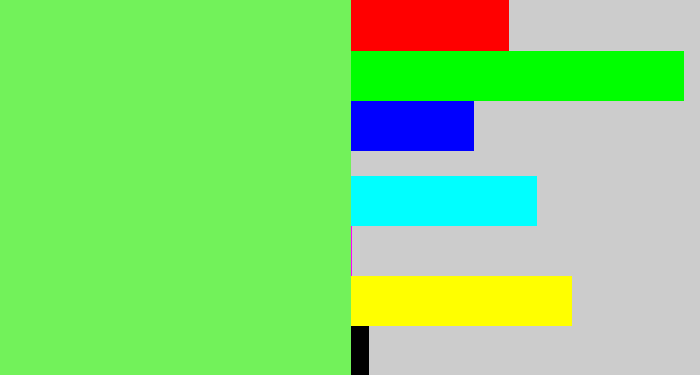 Hex color #72f25a - lighter green