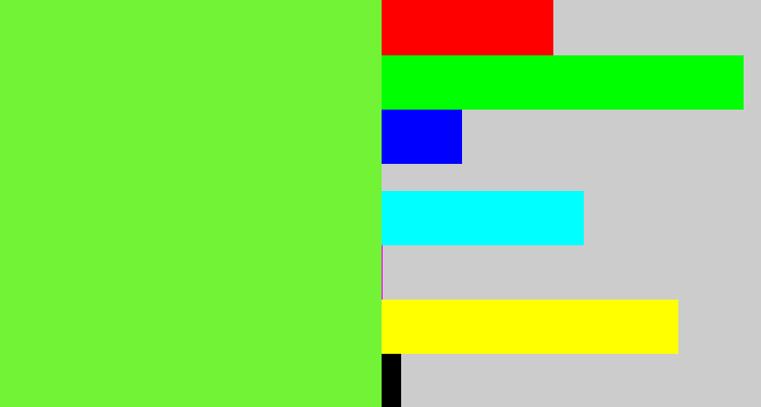 Hex color #72f335 - toxic green