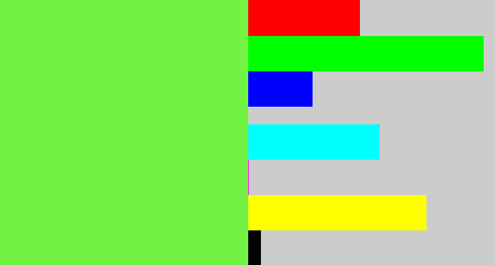 Hex color #72f343 - fresh green