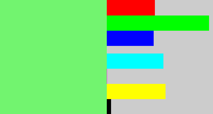 Hex color #72f46f - lighter green