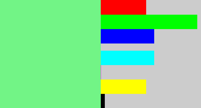 Hex color #72f486 - lightgreen