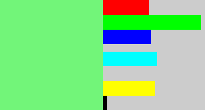 Hex color #72f579 - lightgreen