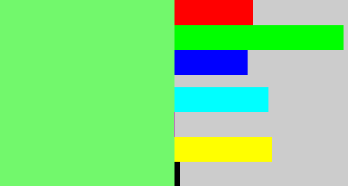 Hex color #72f86c - lighter green