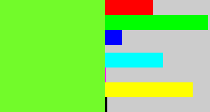 Hex color #72fb2a - toxic green
