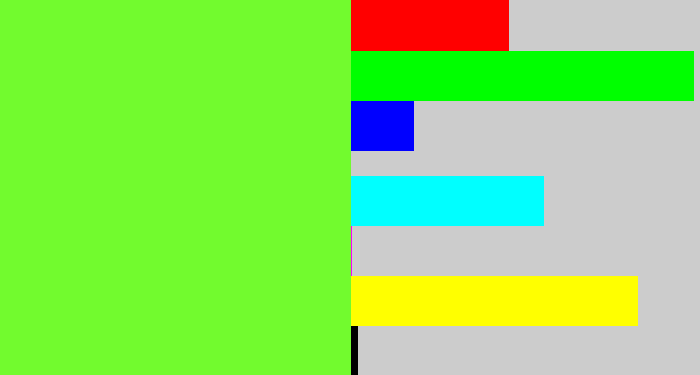 Hex color #72fb2e - toxic green