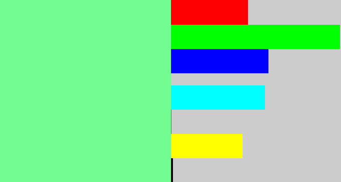 Hex color #72fc92 - light bluish green