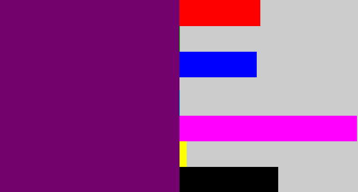 Hex color #73016e - rich purple