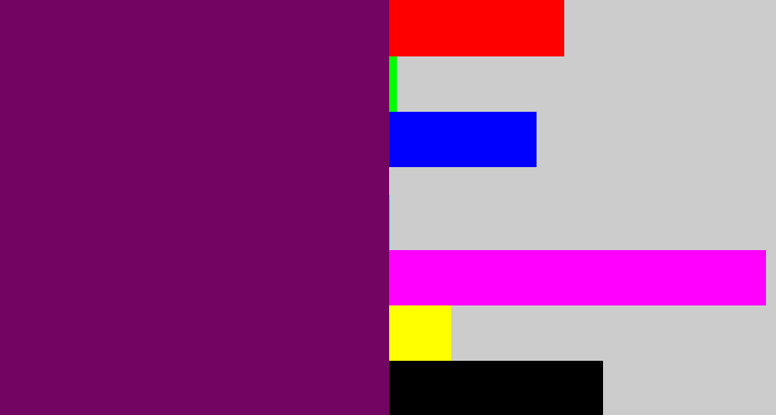 Hex color #730461 - rich purple
