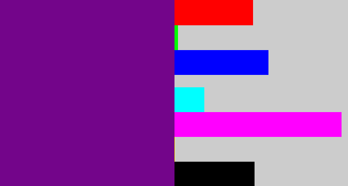 Hex color #73058a - darkish purple