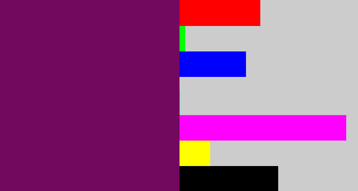 Hex color #73085f - rich purple