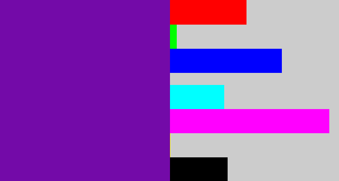 Hex color #730aa8 - purple