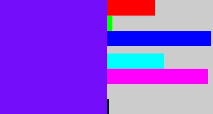 Hex color #730dfa - purply blue