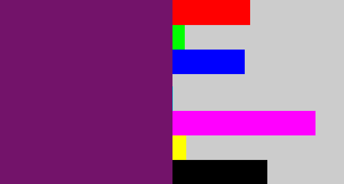 Hex color #73136a - darkish purple