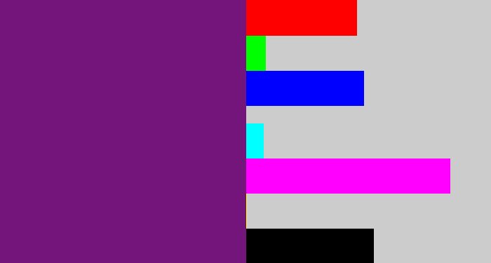 Hex color #73157b - darkish purple