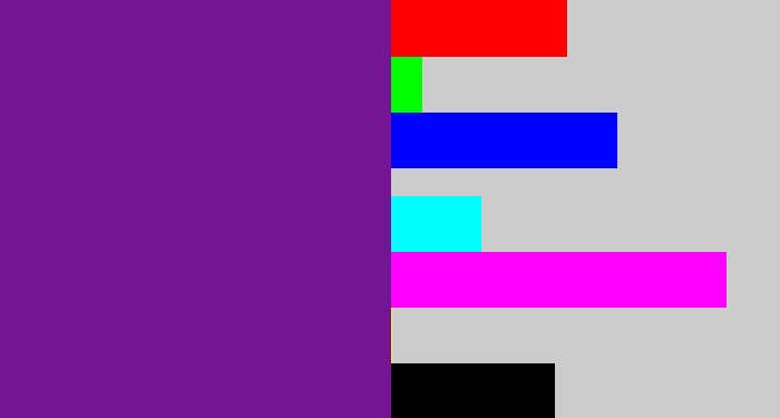 Hex color #731595 - purple