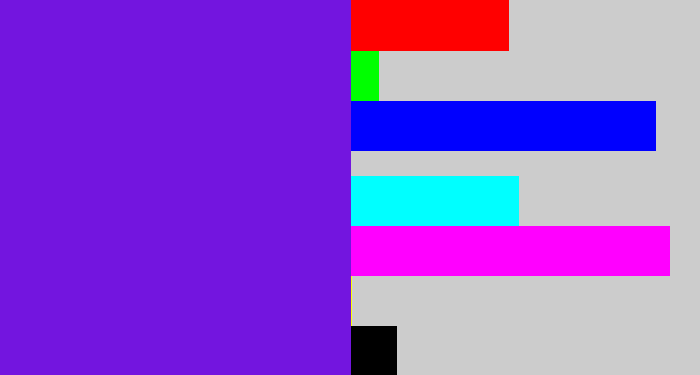 Hex color #7315df - purply blue