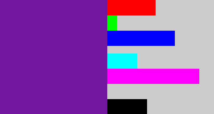 Hex color #7316a0 - purple