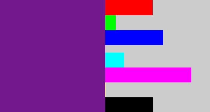 Hex color #73198d - purple