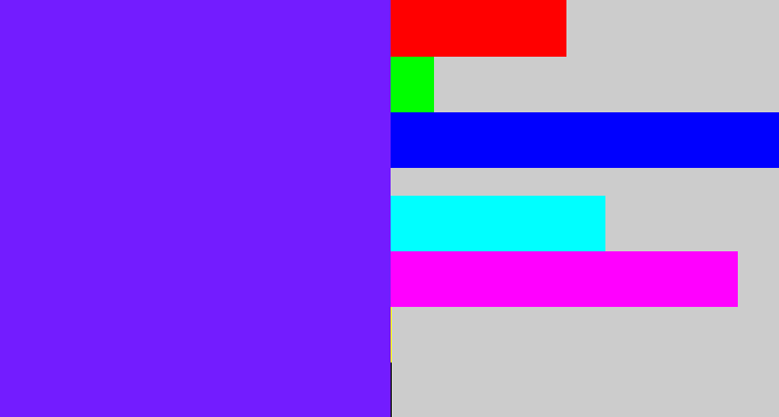 Hex color #731cff - purplish blue