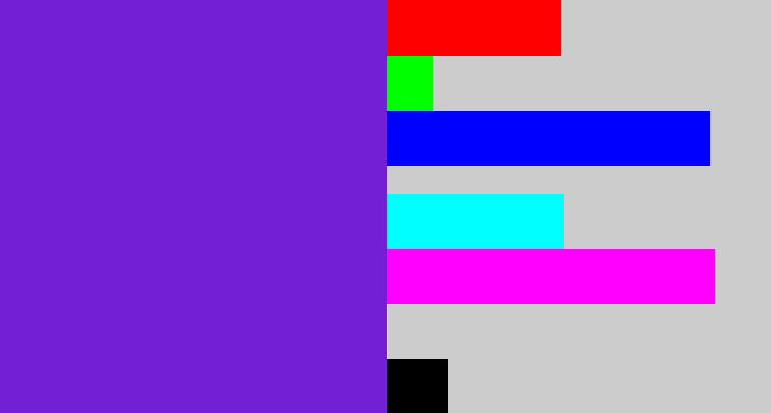 Hex color #731fd5 - purple/blue