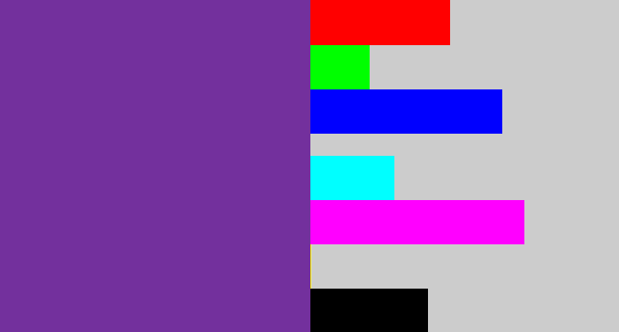 Hex color #73309d - purple