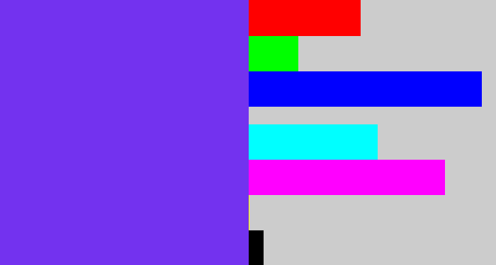 Hex color #7332ef - bluish purple