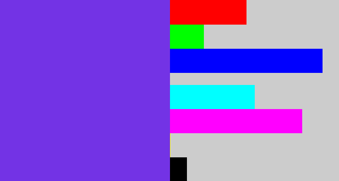 Hex color #7333e5 - bluish purple