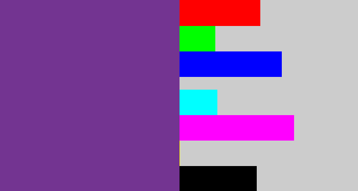 Hex color #733491 - purple