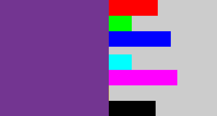 Hex color #733591 - purple