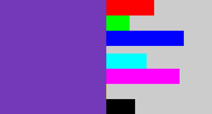 Hex color #7339b9 - bluey purple