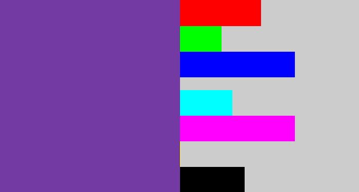 Hex color #733aa3 - purple