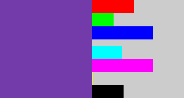 Hex color #733aa9 - purple