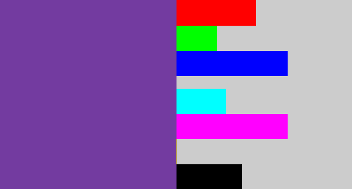 Hex color #733ba0 - purple
